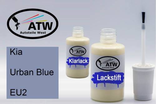 Kia, Urban Blue, EU2: 20ml Lackstift + 20ml Klarlack - Set, von ATW Autoteile West.